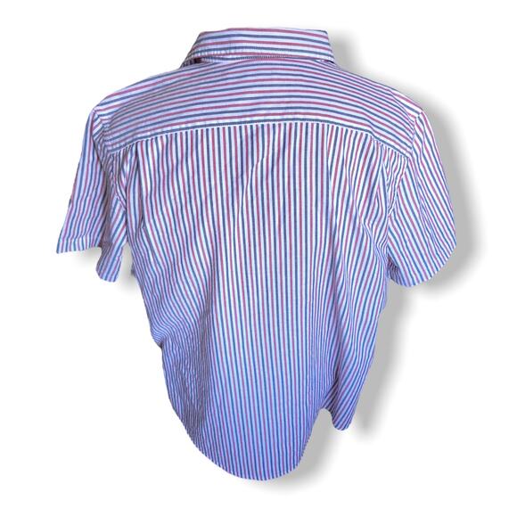 Old Navy Mens Shirt Size L Everyday Short Sleeved Red White Blue Striped NEW - Picture 4 of 6